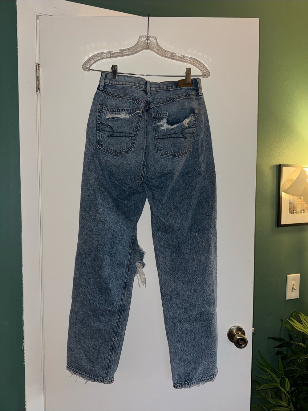 American Eagle High-Rise Distressed Wide-Leg Jeans - Picture 3 of 5